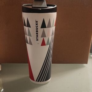 Starbucks 2017 Holiday Geometric Pattern 12oz Tumbler with Red and Black